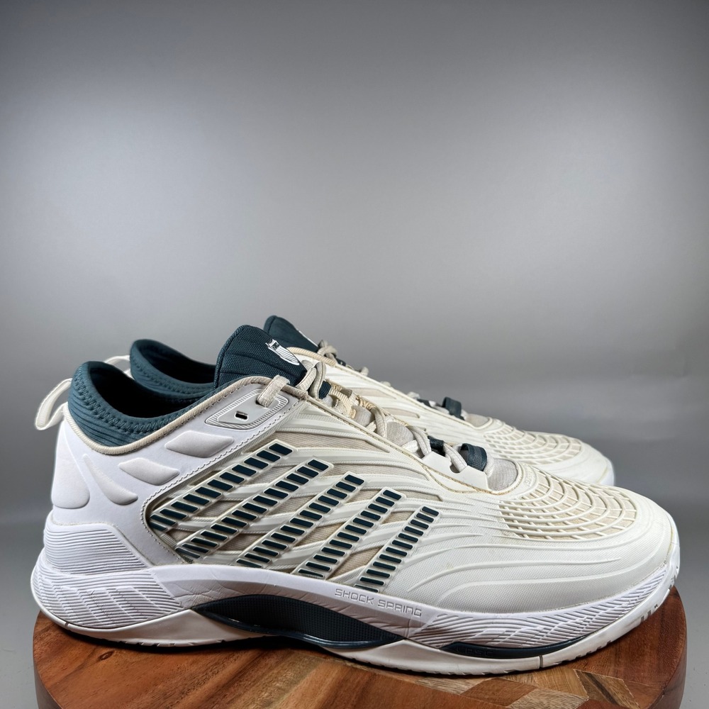 K-Swiss Hypercourt Supreme 2 Mens 14 White Teal Tennis Shoes 09071-135-M